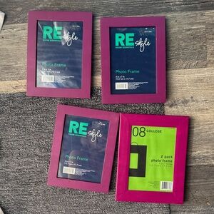 Four Pink Photo Frames,  Set of 5”x7”